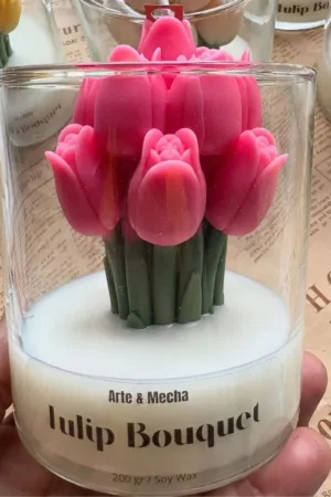 Tulip Bouquet Soy Wax Glass Candle