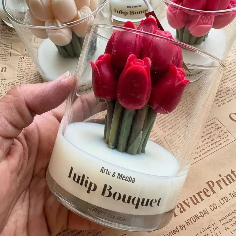 Tulip Bouquet Soy Wax Glass Candle