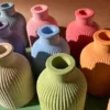 Modern Ribbed Concrete Vase