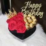 Luxury Red Silk Rose & Ferry Rose Chocolate Heart Box