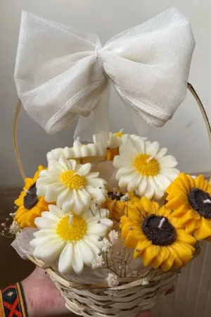 Handmade Sunflower Candle Basket