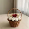 Handmade Red & White Rose Candle Basket