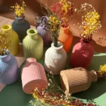 Modern Ribbed Concrete Vase