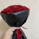 Custom Red Eternal Rose Bouquet | Glitter Ramo Buchon & Artificial Satin Roses