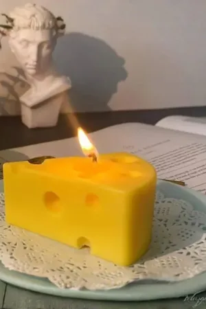Handmade Swiss Cheese Candle | Fun Quirky Food Room Decor