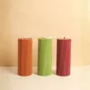 Handmade Fall Striped Pillar Candle | Modern Ribbed Home Decor