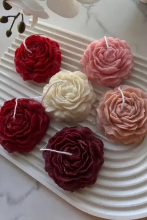 Handmade Peony Flower Candle