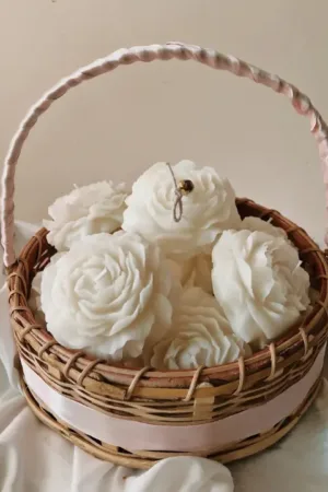 Handcrafted Rose Candle Flower Basket