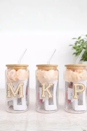 Personalised Initial Glass Tumbler Self-Care Gift Set